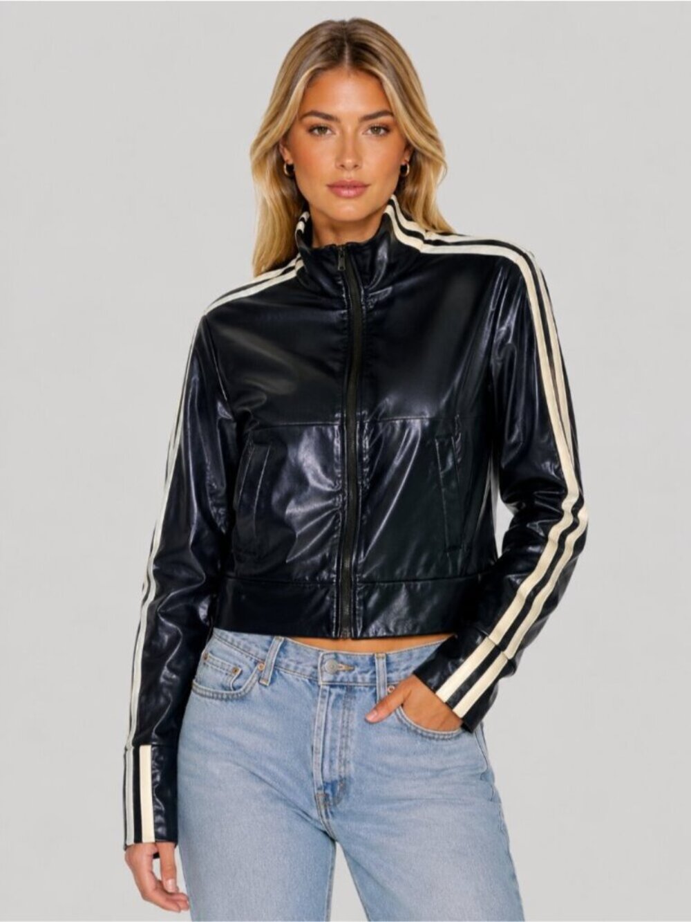 Norma Kamali Side Stripe Bomber Jacket